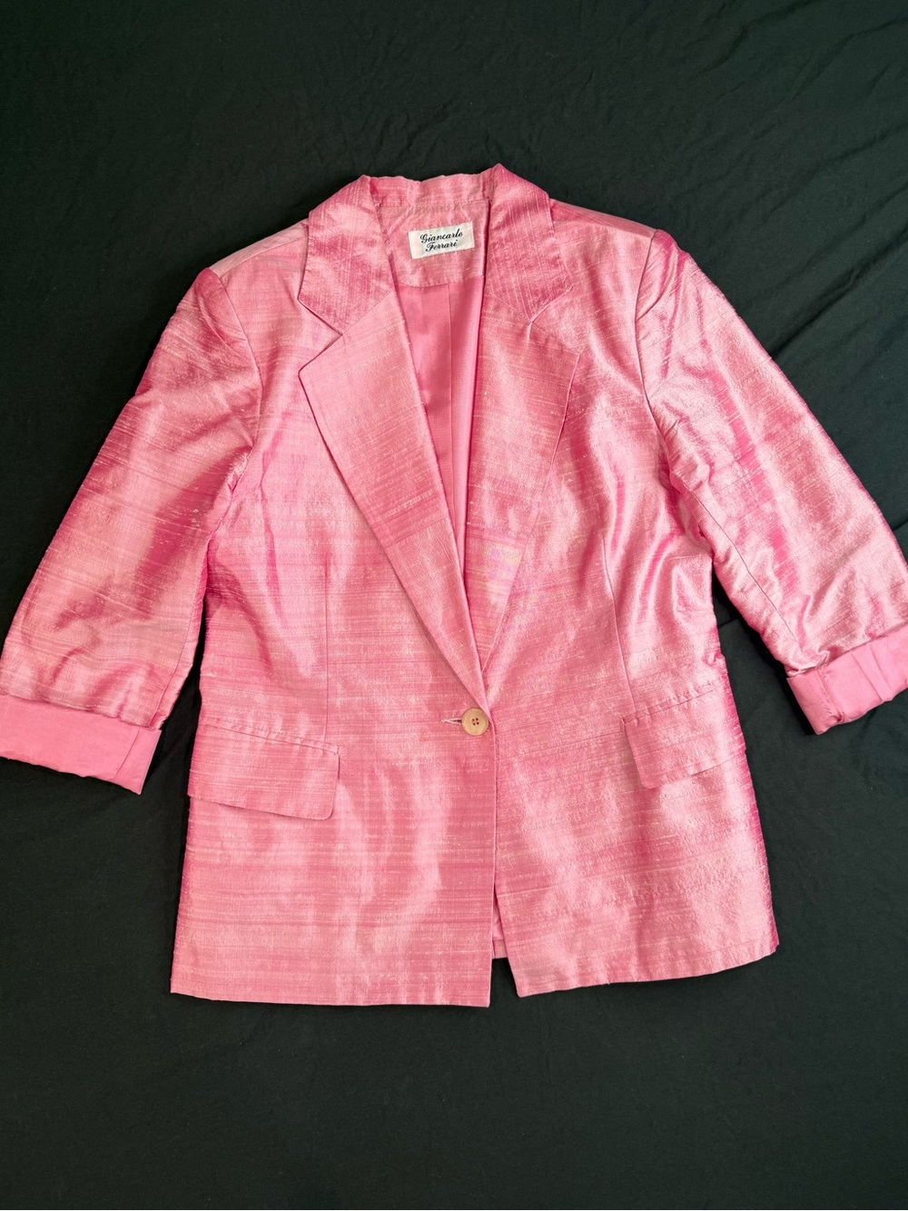 Giancarlo Ferrari Pink 100% Silk Tailored Blazer